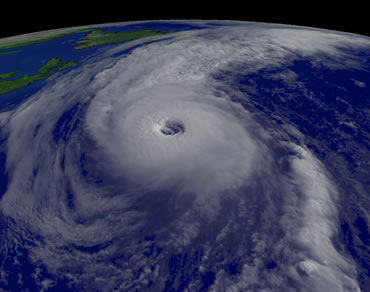 Hurricane Alex, a <a
  href="/earth/Atmosphere/hurricane/saffir_simpson.html&dev=1">category
  3</a> storm at its strongest, traveled north along the east coast of North
  America in August 2004 causing <a
  href="/earth/Atmosphere/hurricane/surge.html&dev=1">flooding</a>,
  strong <a href="/earth/Water/ocean_waves.html&dev=1">waves</a>,
  and rip tides along the coast. <a
  href="/earth/Atmosphere/hurricane/formation.html&dev=1">Hurricanes
  form</a> in the tropics over warm ocean water and die down when they <a
  href="/earth/Atmosphere/hurricane/movement.html&dev=1">move</a>
  over land or out of the tropics. These storms are called hurricanes in the
  Atlantic and typhoons or tropical cyclones in other areas of the world.<p><small><em>      Courtesy of NOAA</em></small></p>