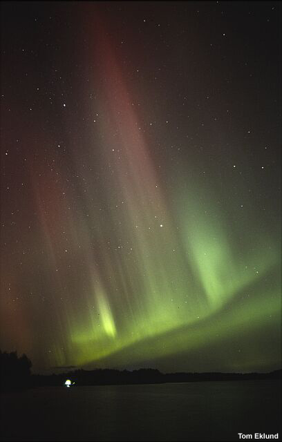 Green and red aurora